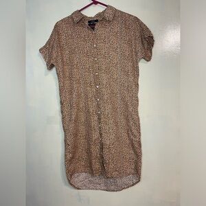 Tahari 100% linen button up t shirt dress XS comfy casual modest contemporary